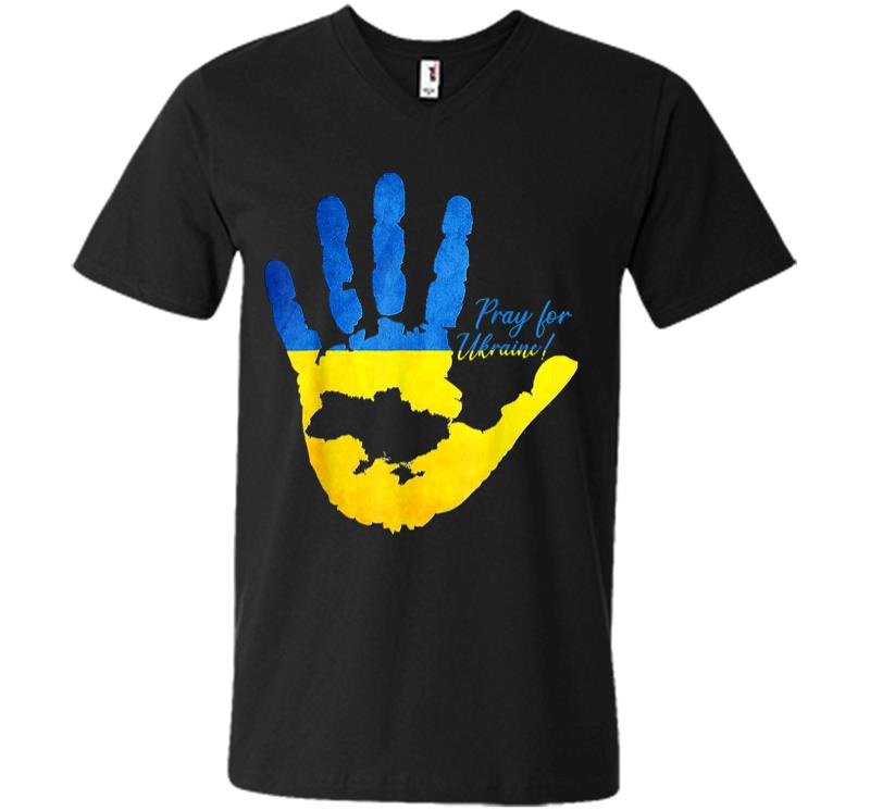 Support Ukrainians Map Pray For Ukraine Ukrainian Flag Pride V-Neck T-Shirt