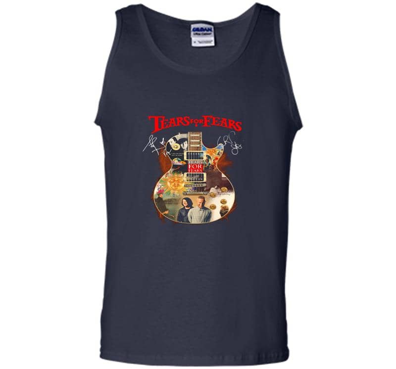 Inktee Store - Tears For Fears Pop Rock Band Guitar Signature Mens Tank Top Image