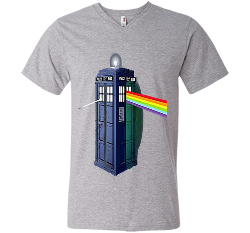 Inktee Store - The Doctor Who Tadis And Pink Floyd Progressive Rock Band V-Neck T-Shirt Image