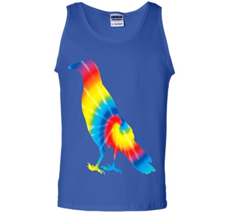 Inktee Store - Tie Dye Magpie Rainbow Print Bird Animal Hippie Peace Mens Tank Top Image