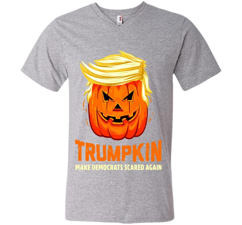 Inktee Store - Trumpkin Make Democrats Scared Again Pretty V-Neck T-Shirt Image