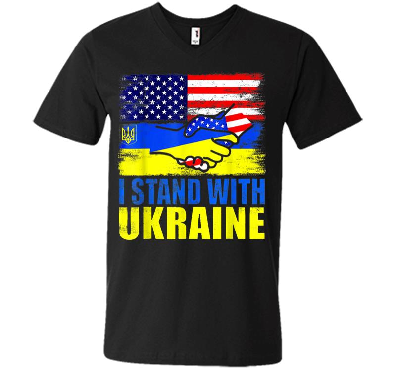 Ukraine I Stand With Ukraine Ukrainian Flag Support V-Neck T-Shirt