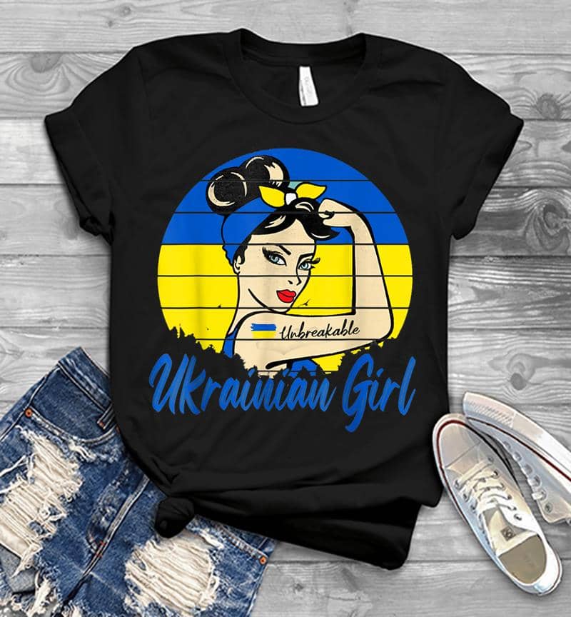 Ukraine Unbreakable Ukrain Girl Ukrainian Flag Strong Woman Men T-Shirt