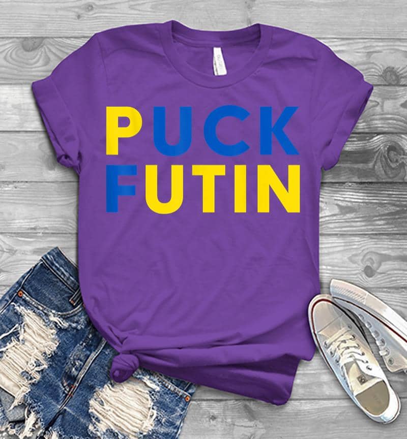 Inktee Store - Ukrainian Flag Puck Futin I Stand With Ukraine Men T-Shirt Image
