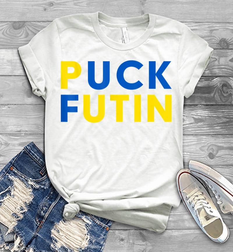 Inktee Store - Ukrainian Flag Puck Futin I Stand With Ukraine Men T-Shirt Image