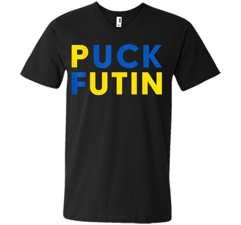 Ukrainian Flag Puck Futin I Stand With Ukraine V-Neck T-Shirt
