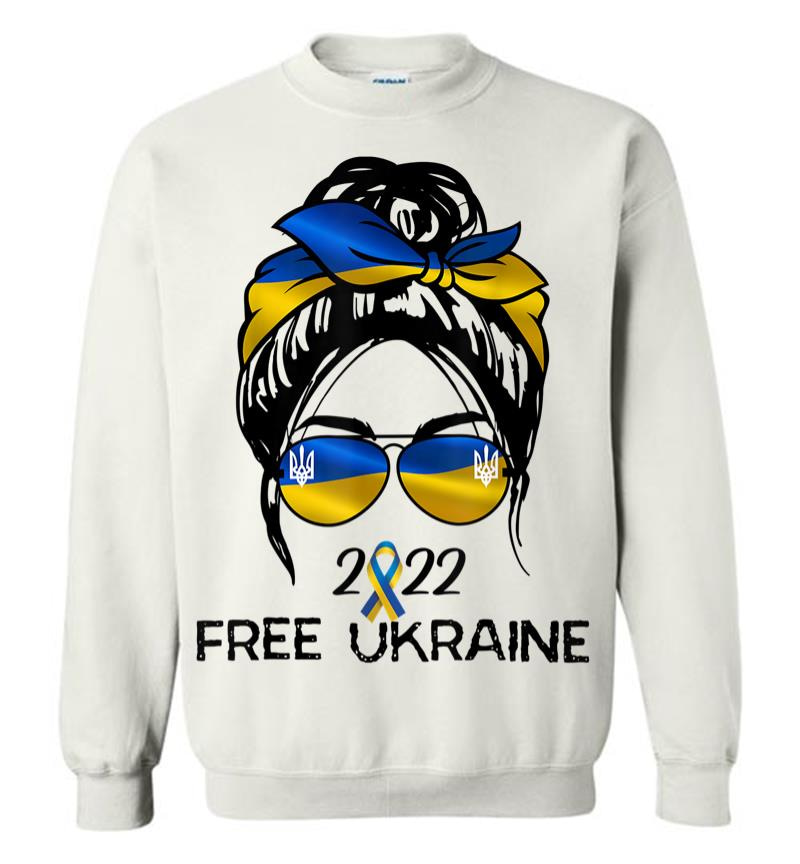 Inktee Store - Ukrainian Flag Ukraine Pride Women Messy Bun Free Ukraine Sweatshirt Image