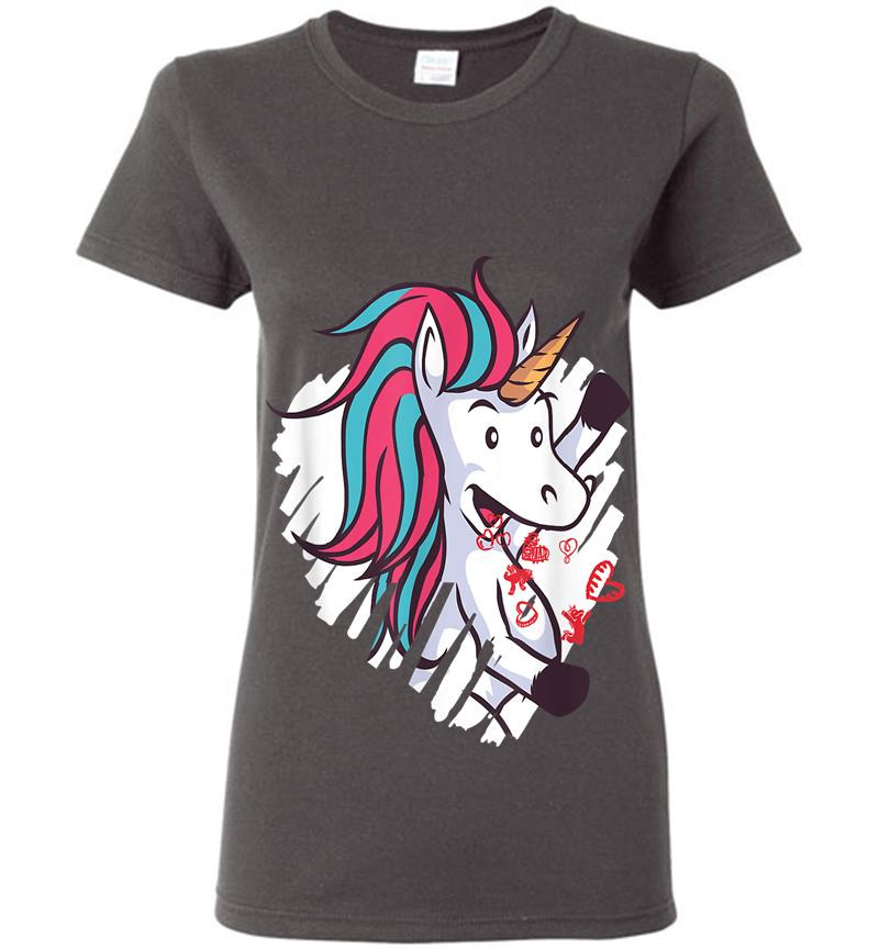 Inktee Store - Valentine'S Day Unicorn Womens T-Shirt Image