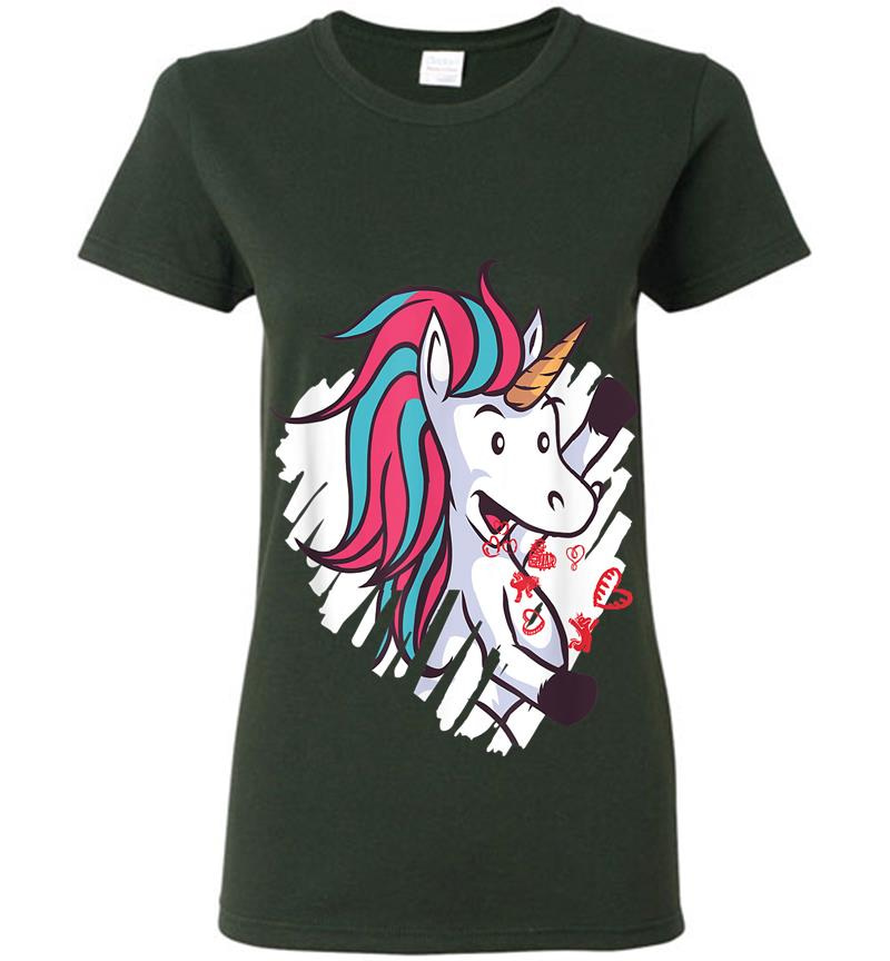 Inktee Store - Valentine'S Day Unicorn Womens T-Shirt Image