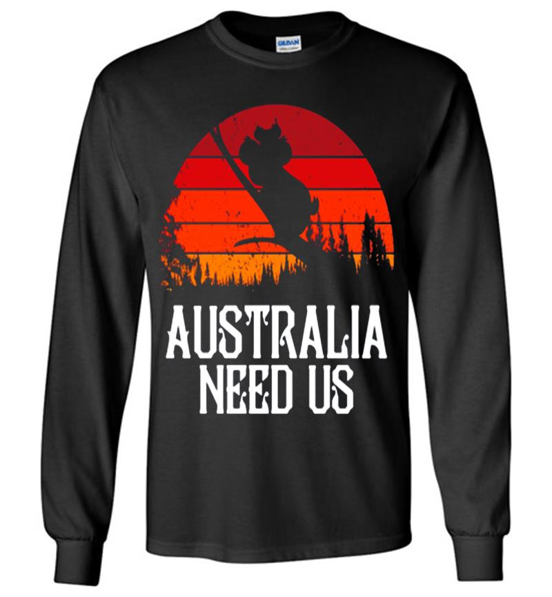 Vintage Koala Pray Of Australia Need Us Long Sleeve T-Shirt