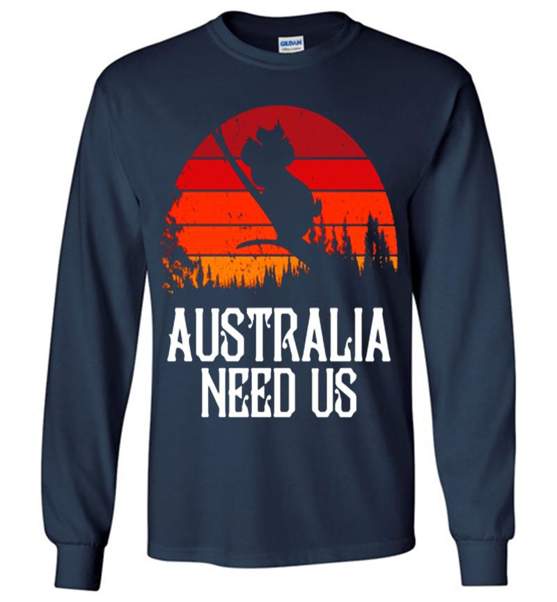 Inktee Store - Vintage Koala Pray Of Australia Need Us Long Sleeve T-Shirt Image