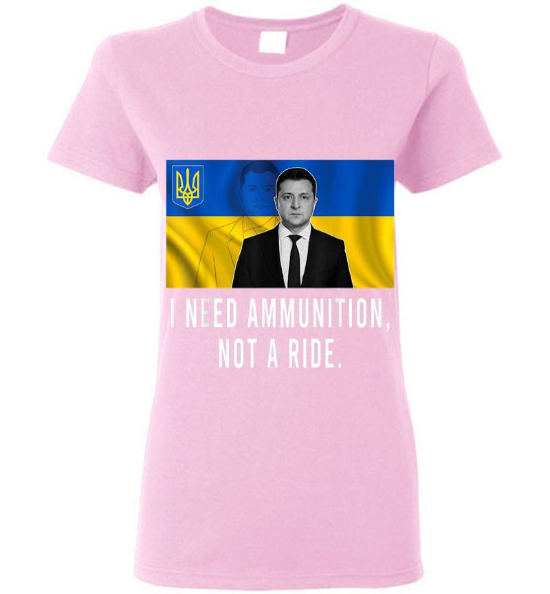 Inktee Store - Volodymyr Zelensky I Need Ammunition Not A Ride Ukraine Women T-Shirt Image