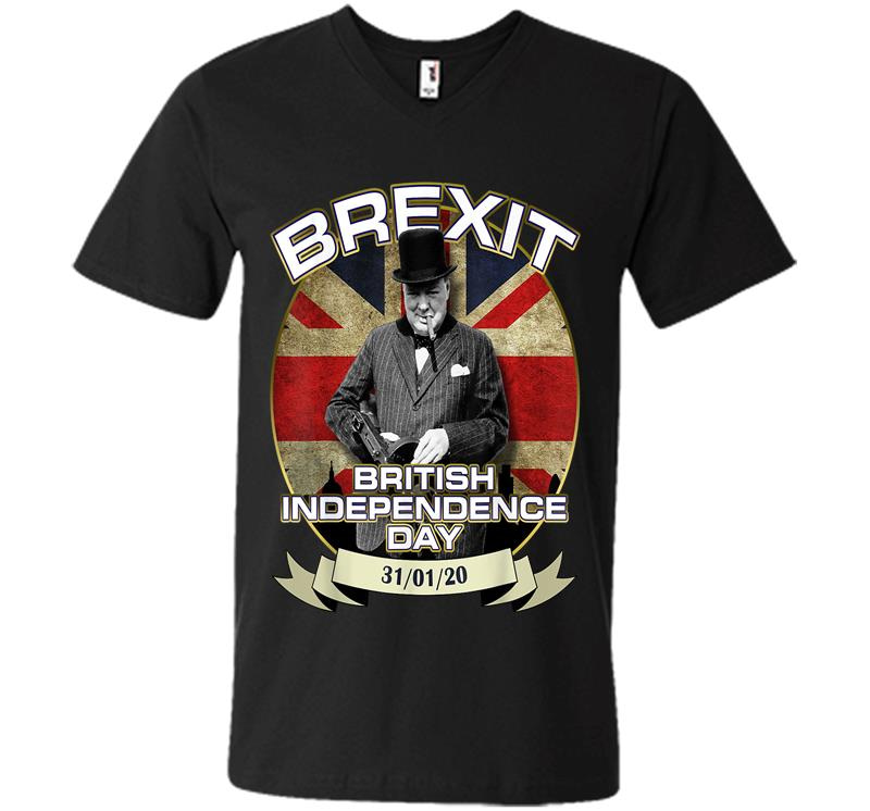 Winston Churchill British Independence Day Brexit V-Neck T-Shirt