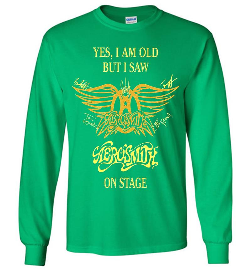 Inktee Store - Yes I Am Old But I Saw Aerosmith Rock N Roll Band On Stage Long Sleeve T-Shirt Image