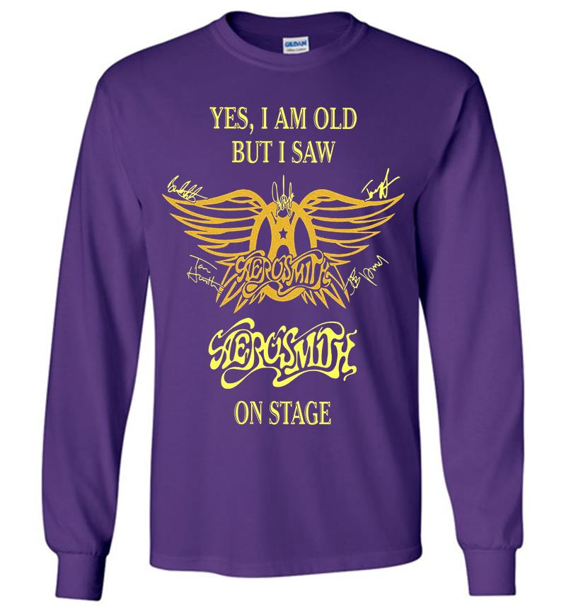 Inktee Store - Yes I Am Old But I Saw Aerosmith Rock N Roll Band On Stage Long Sleeve T-Shirt Image