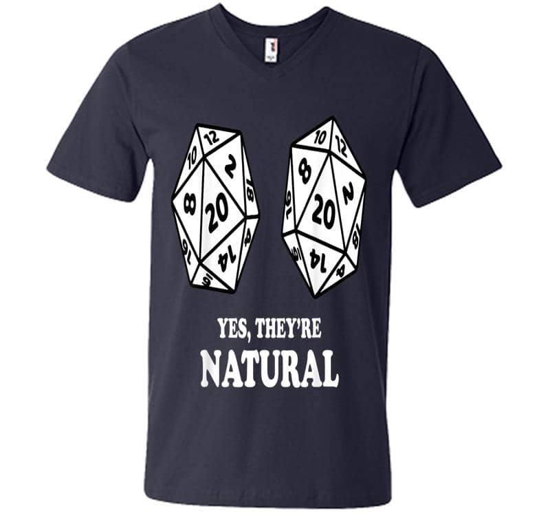 Yes Theyre Natural Nerdy D20 Dice Boobs Retro Rpg Gamer V Neck T Shirt Inktee Store 