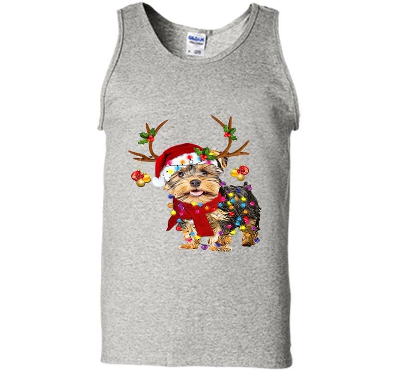 Yorkshire Terrier Reindeer Christmas Mens Tank Top