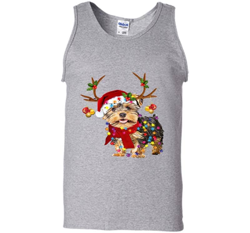 Inktee Store - Yorkshire Terrier Reindeer Christmas Mens Tank Top Image