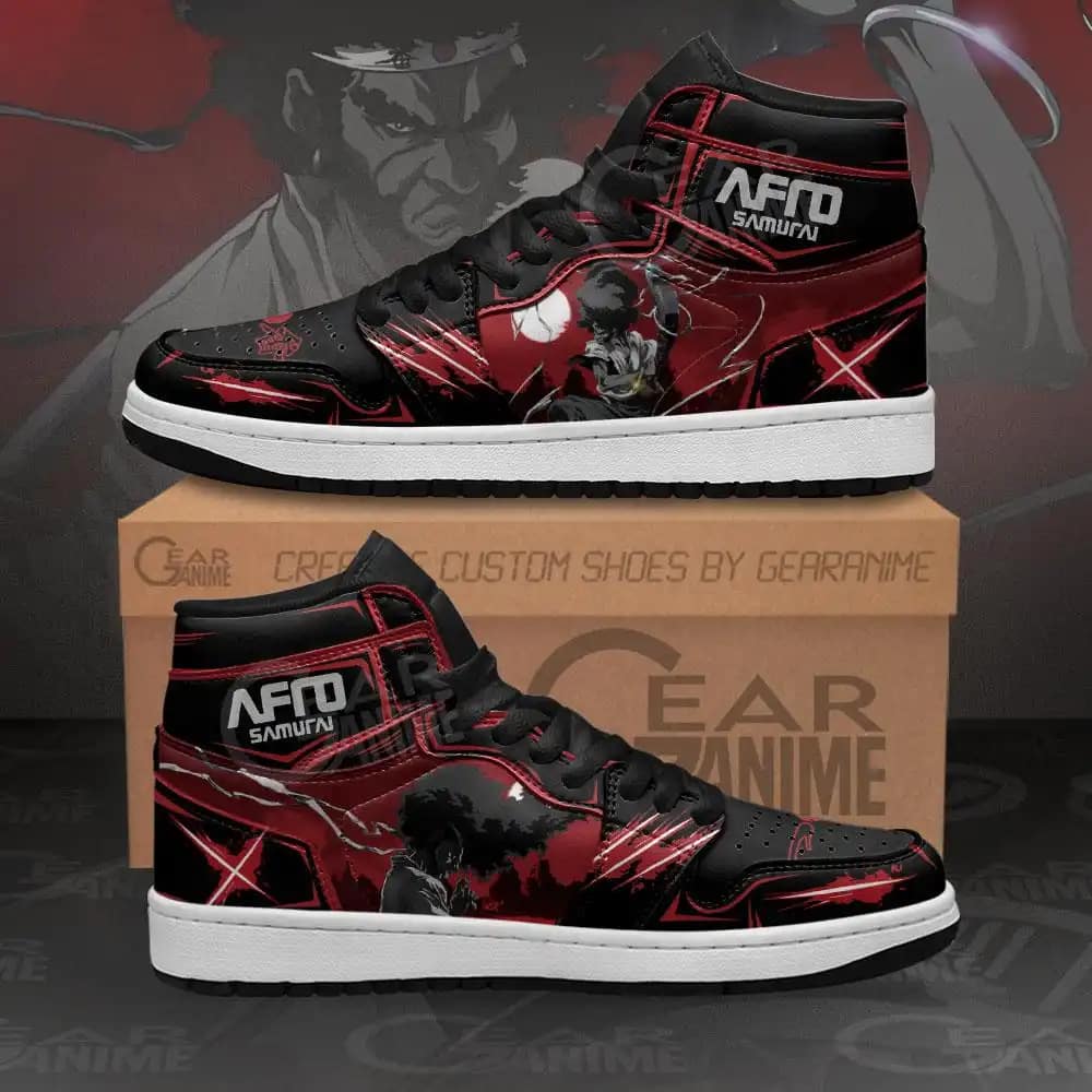 Afro Samurai Sneakers Black Red Custom Anime Air Jordan Shoes