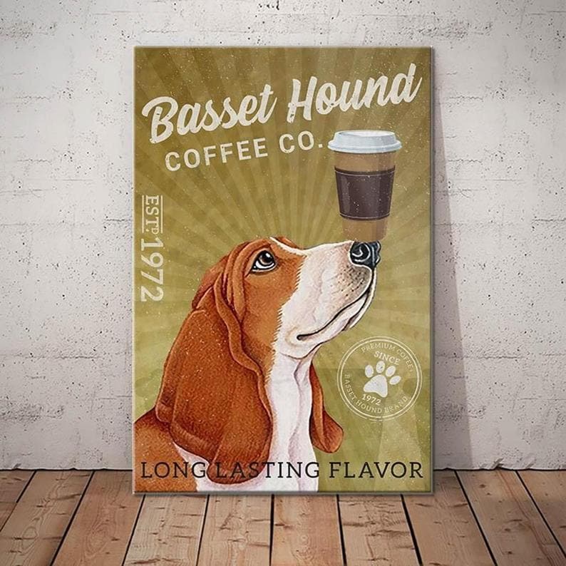 Basset Hound Dog Coffee Poster