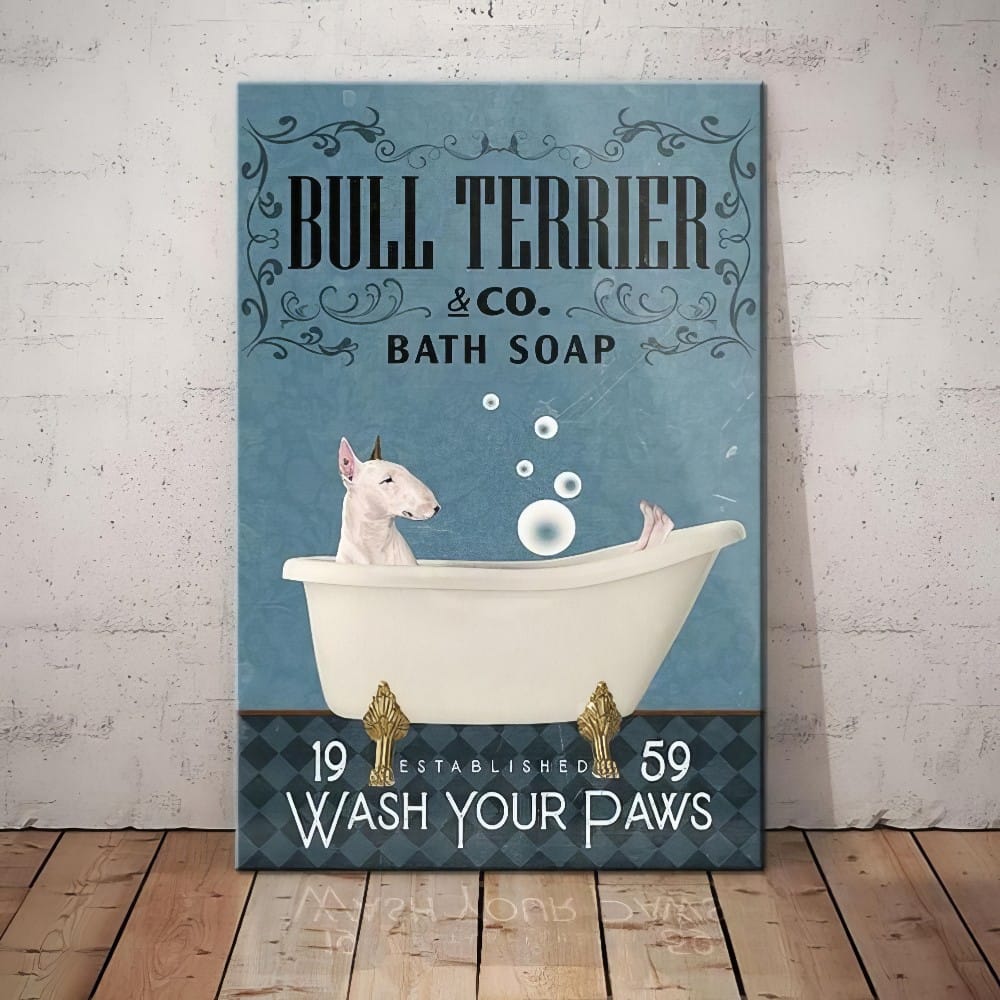 Bull Terrier Dog Bath Soap Poster