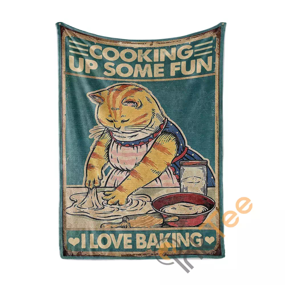 Cat I Love Baking N294 Fleece Blanket