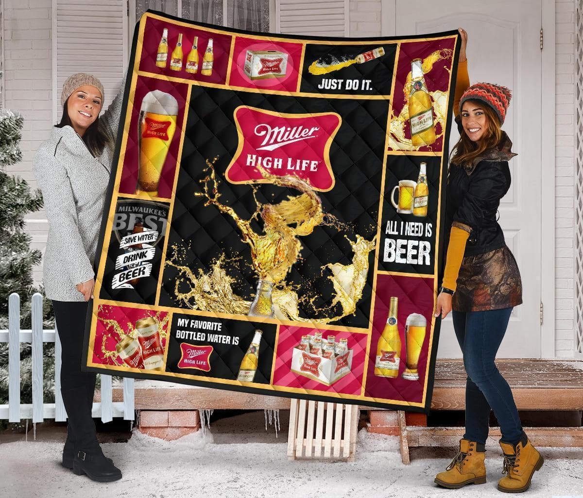 Miller High Life All I Need Is Beer Gift Idea Quilt