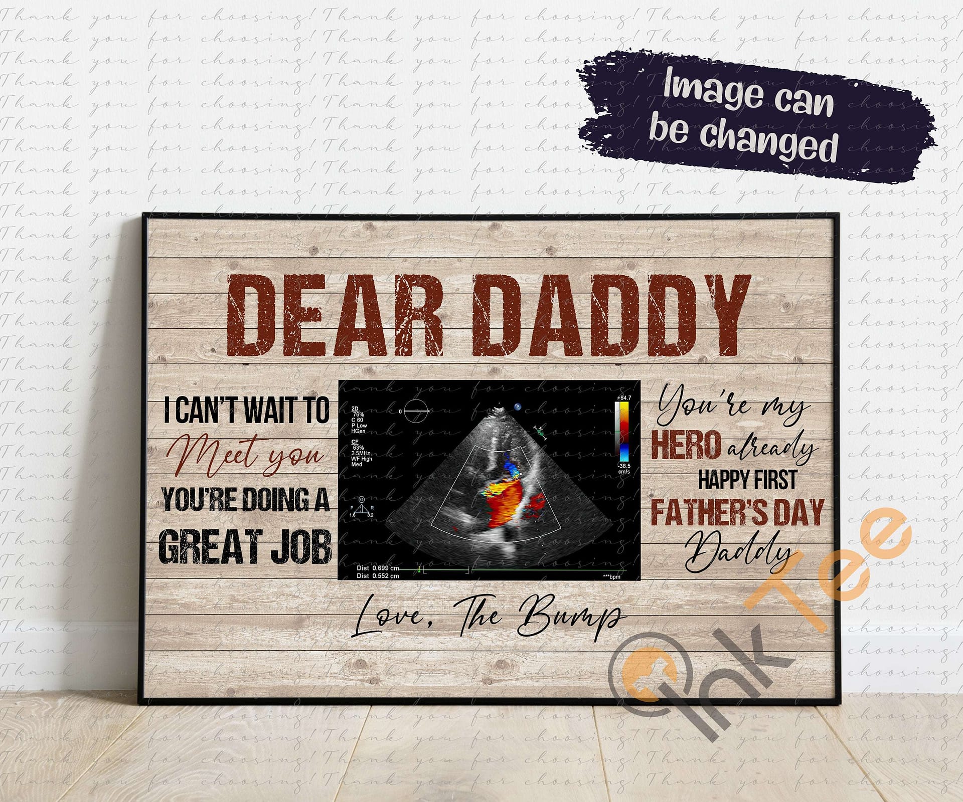 Personalized Dear Daddy From The Bump Matte Custom Sonogram Poster