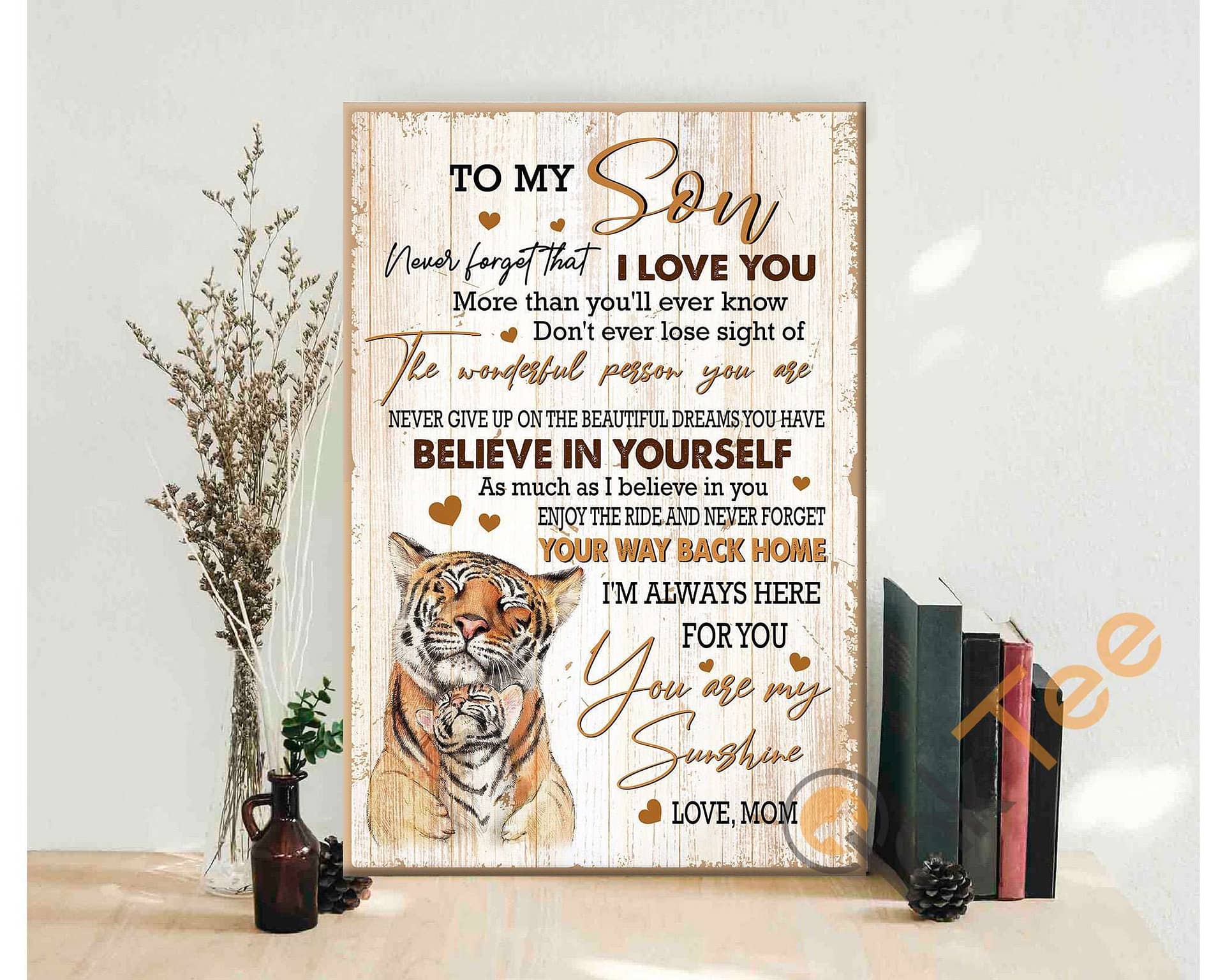 Personalized To My Son Family Tiger Artwork And Mom Motivation Birthday Gift Poster