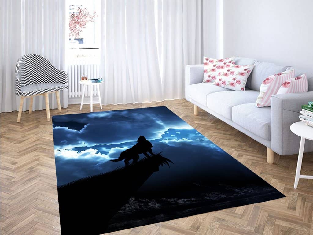 Silhouette Of Wolf Living Room Modern Carpet Rug