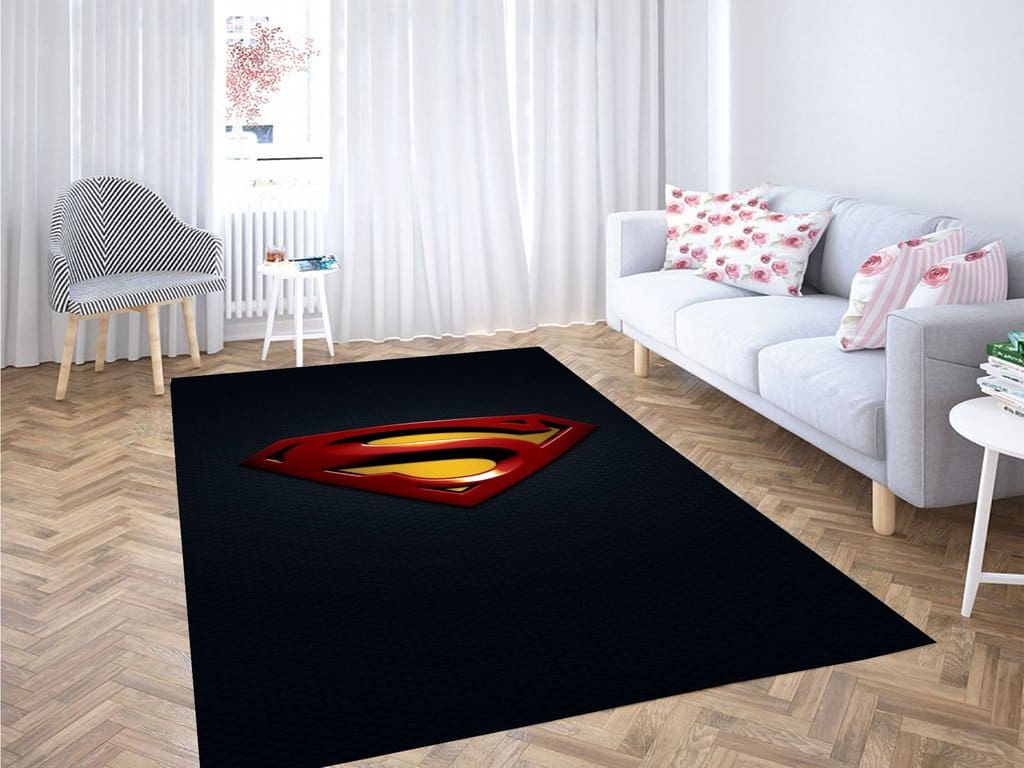 Superman Black Wallpaper Living Room Modern Carpet Rug