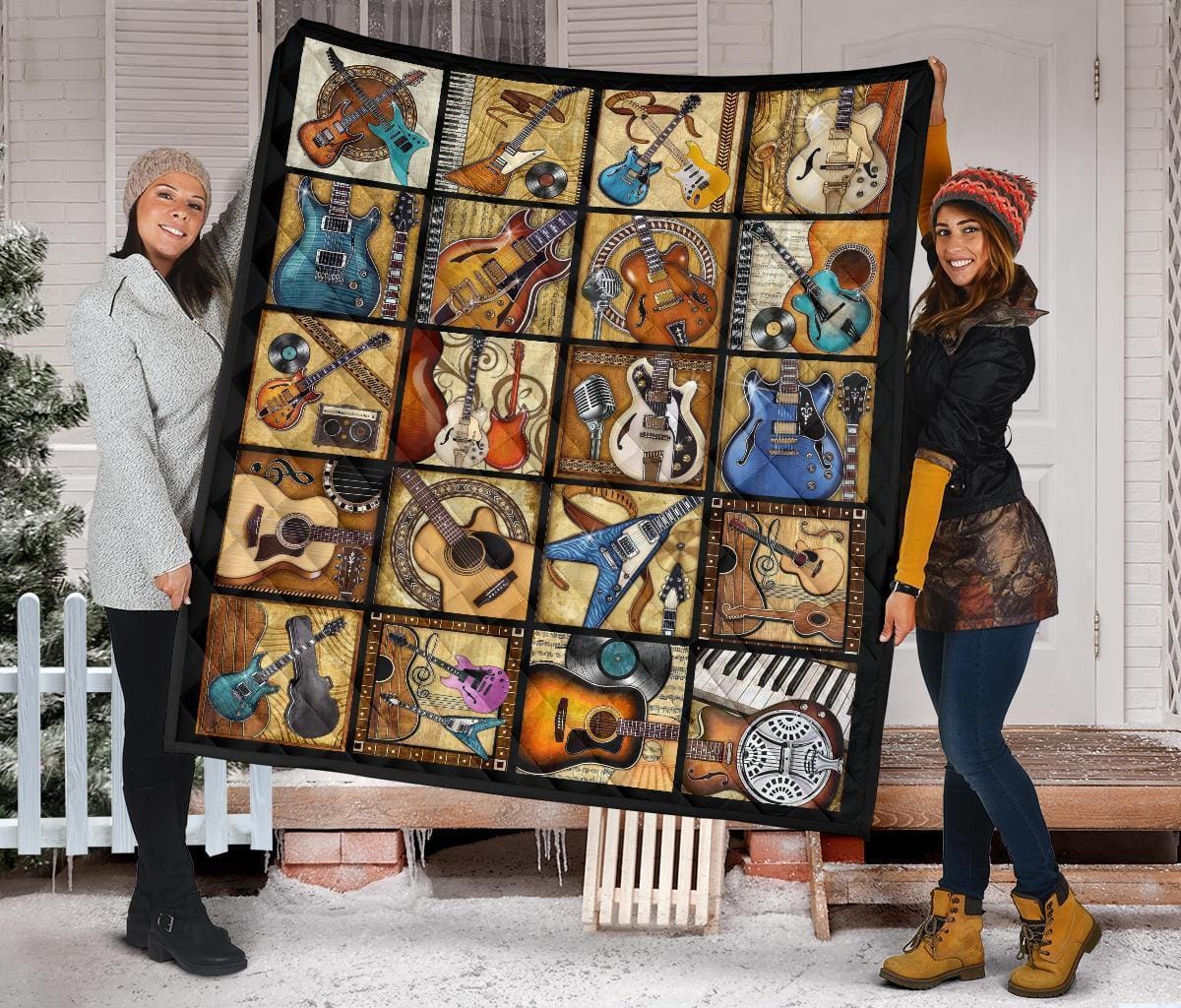 Vintage Guitar Amazing Gift Idea For Guitar Lover Quilt