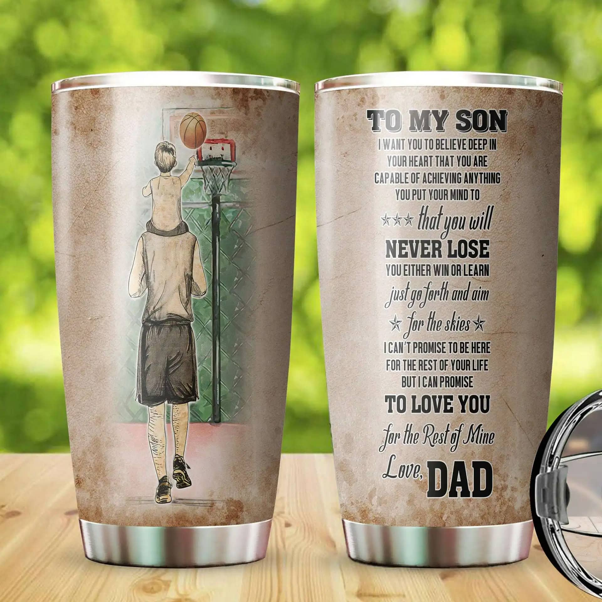 Basketball Dad And Child You Will Never Lose Gift Stainless Steel Tumbler