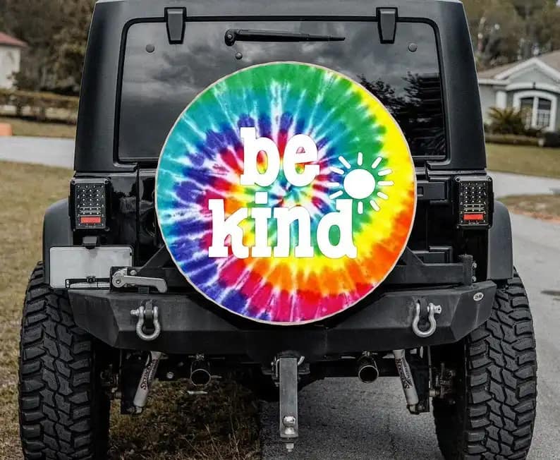 Be Kind Hippie Art Tire Cover