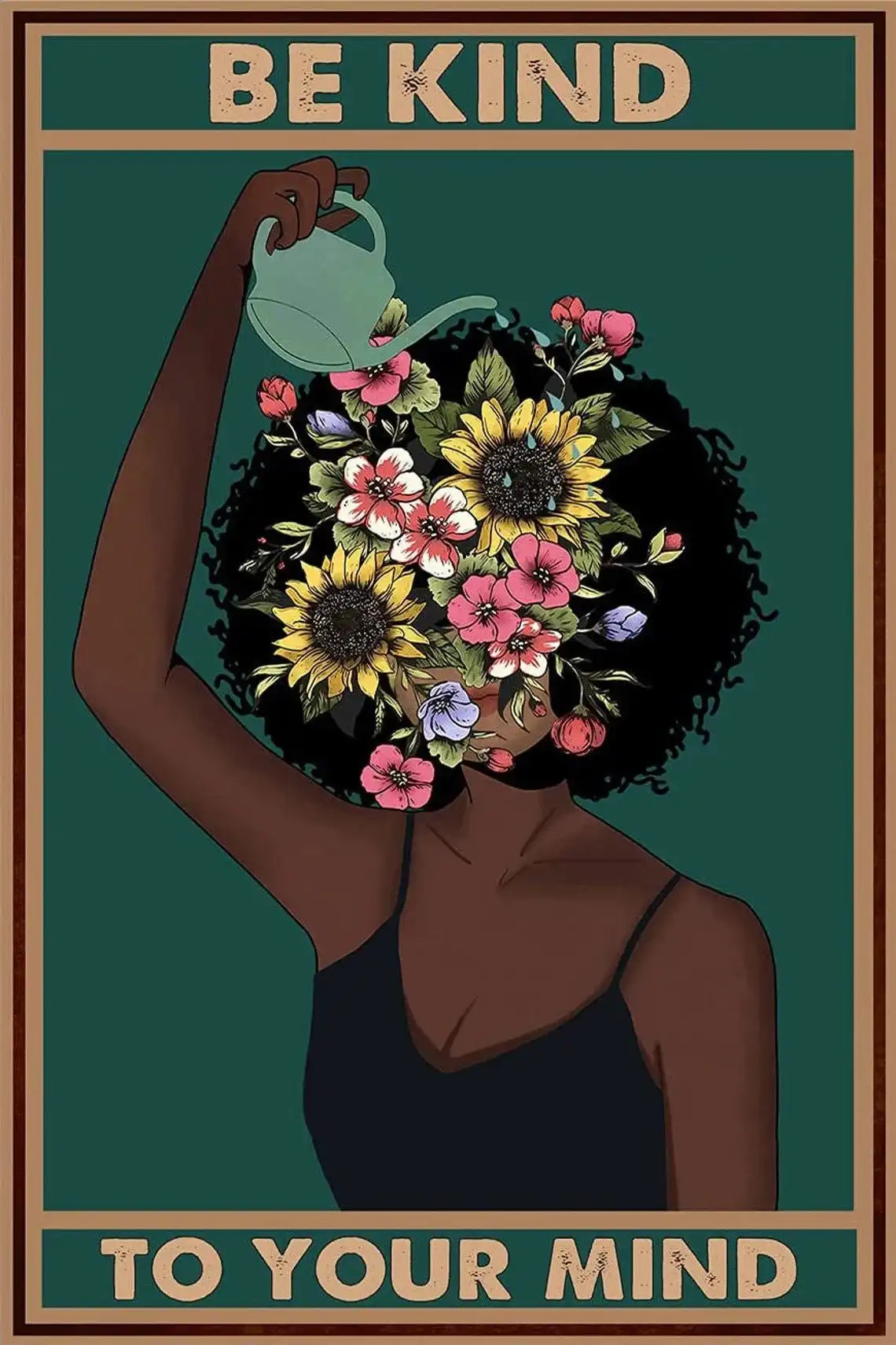 Be Kind To Your Mind Afro Queen Black Woman Poster