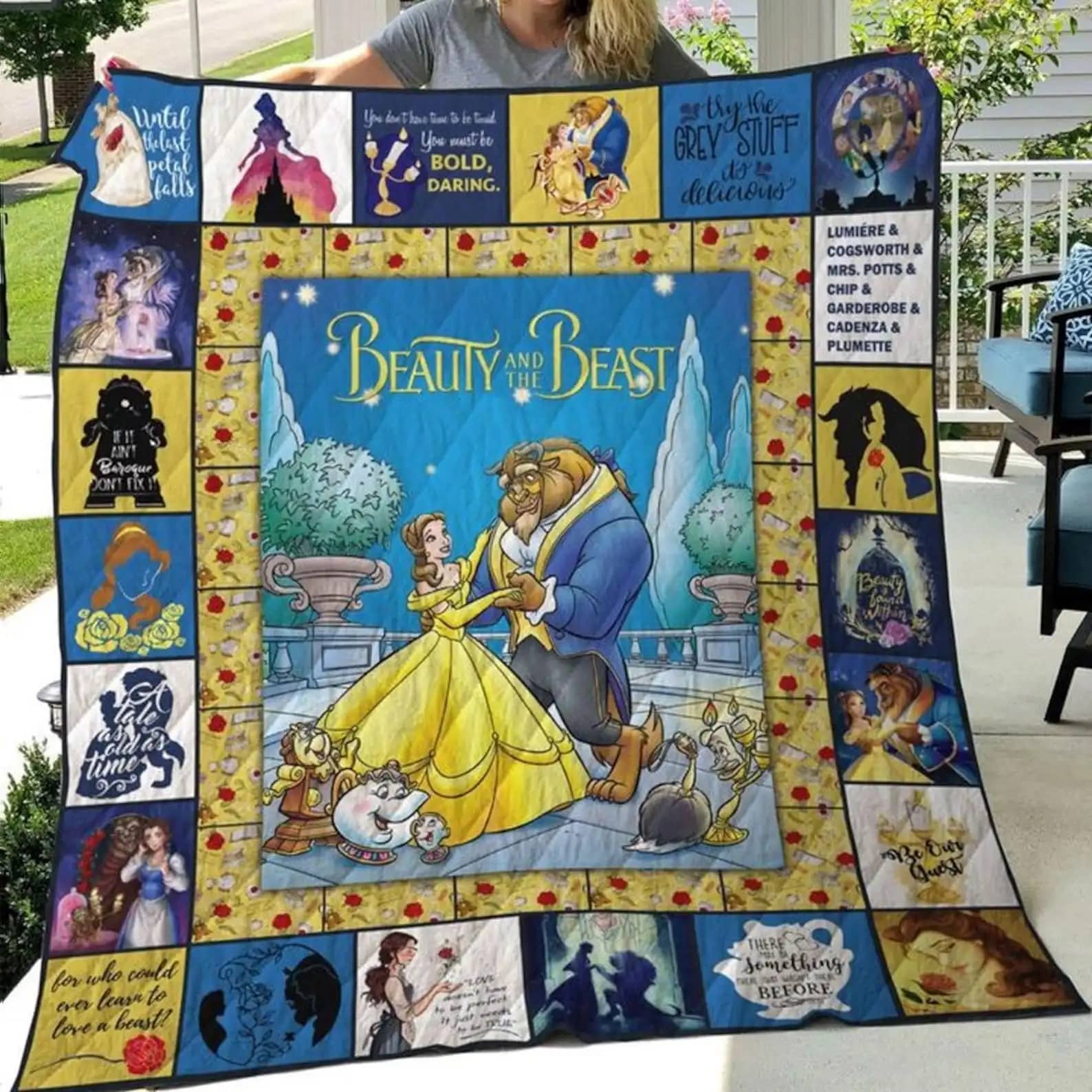 Beauty And The Beast Blanket Gift For Fans Cartoon Movie Quilt
