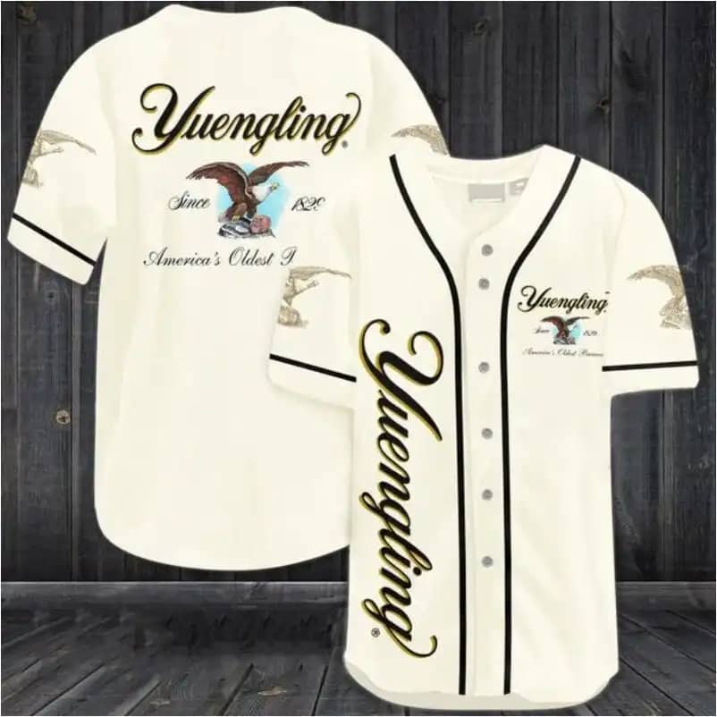Beige Yuengling Beer Custom Baseball Jersey
