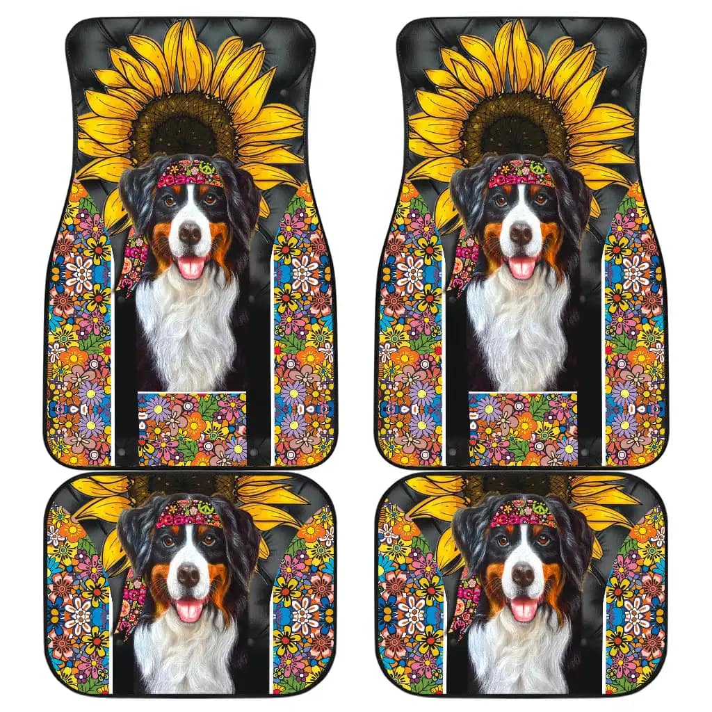 Bernese Mountain Dog Sunflower Hippie Car Floor Mats