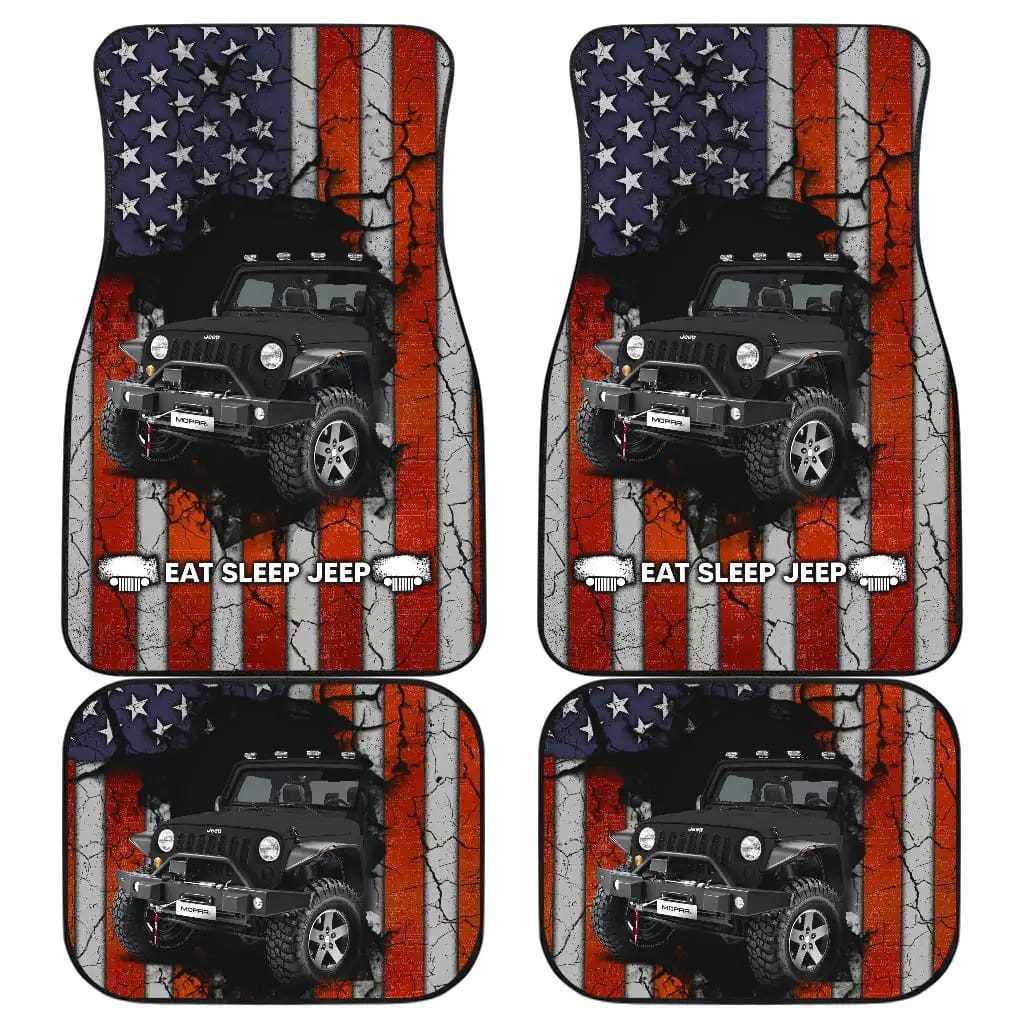 Black Jeep American Flag Car Floor Mats