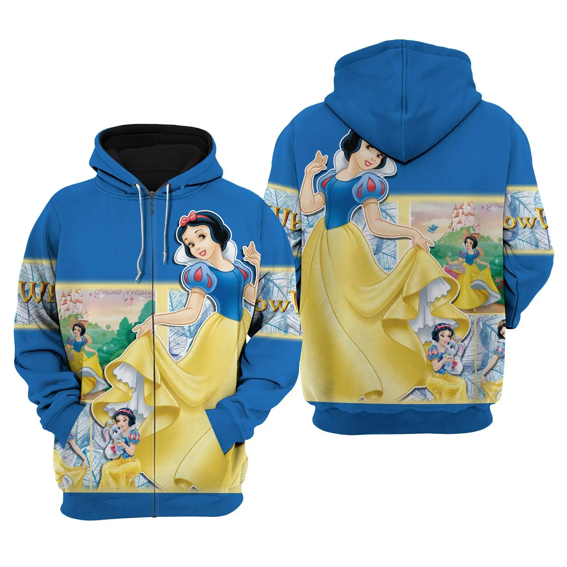 Blue Snow White Disney Princess Disney Graphic Outfits Clothing Men Women Kids Toddlers Hoodie 3D