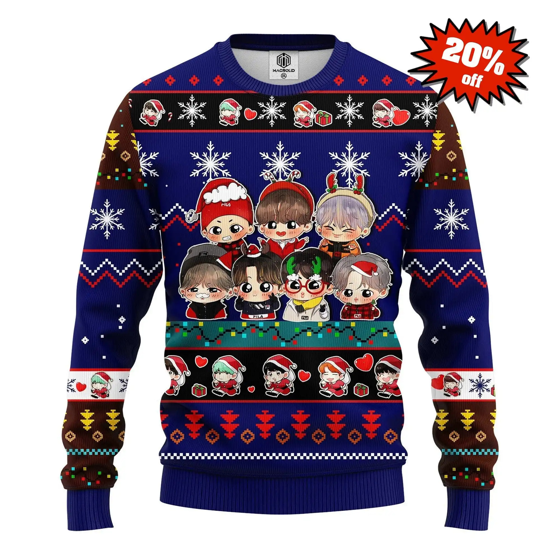 Bts Army Chibi Cute Xmas Knitted Best Holiday Gifts Ugly Sweater