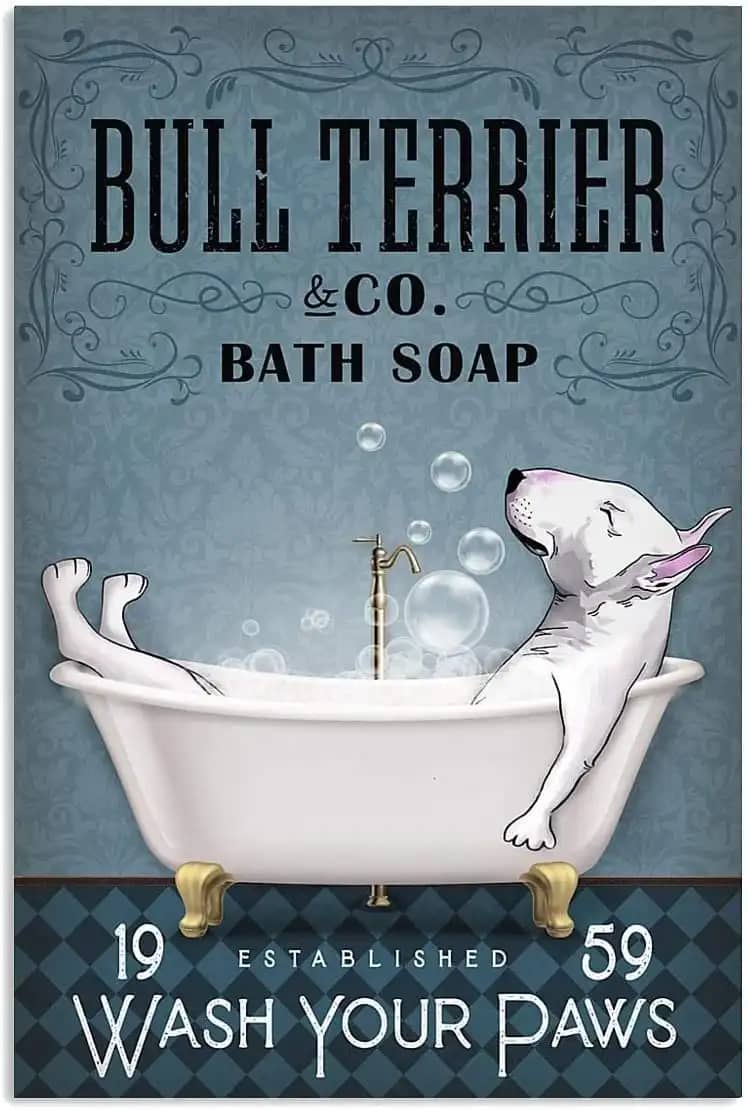 Bull Terrier Co Bath Soap Wash Your Paws Dog Lover Poster