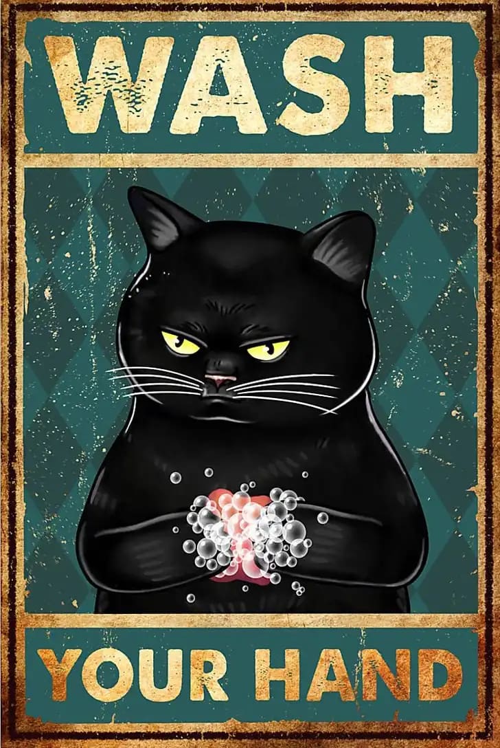 Cat Wash Your Hand Poster