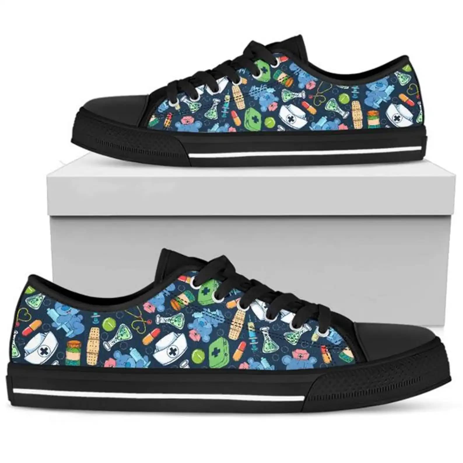 Colorful Medical Icon Low Top Sneakers