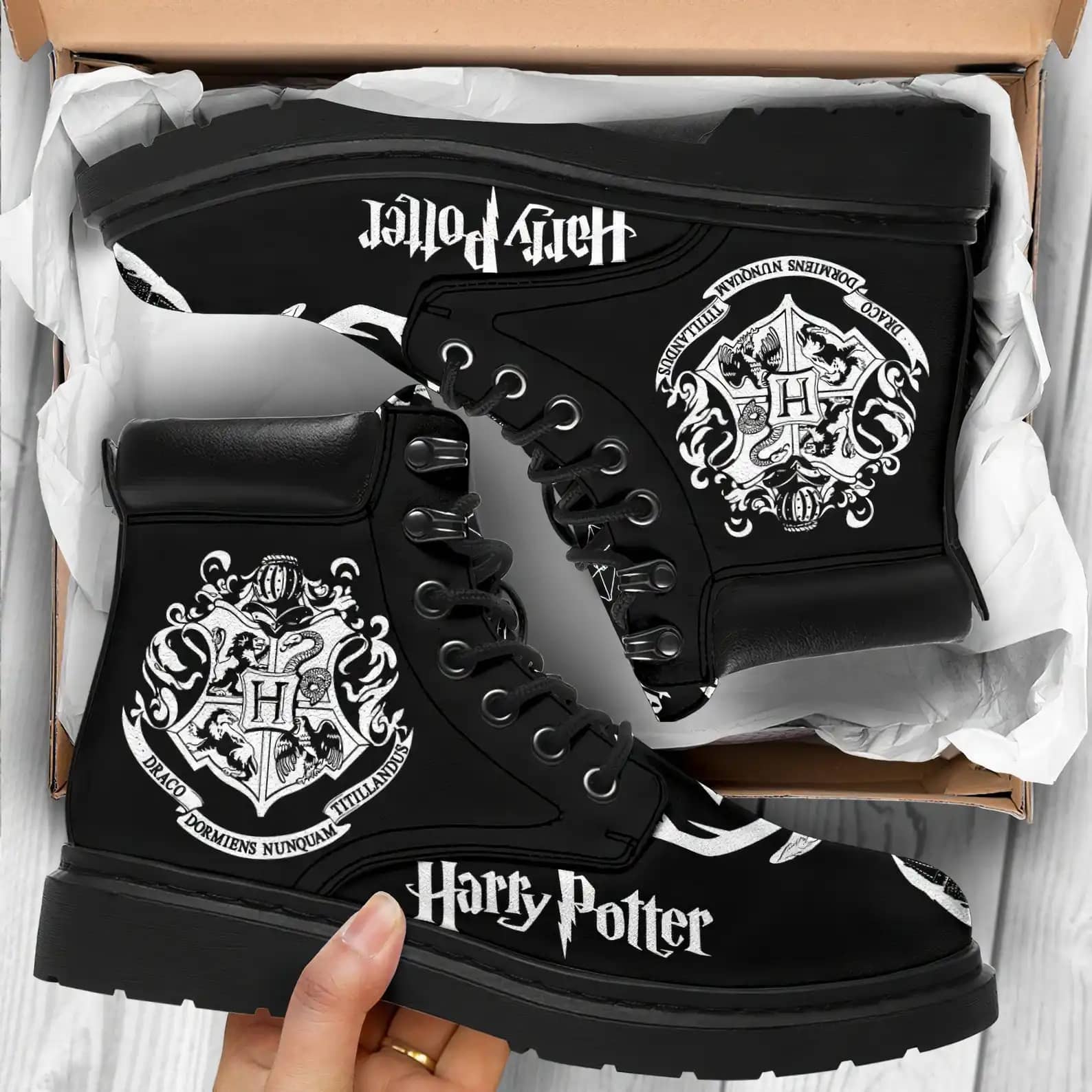 Custom Boots Harry Potter Draco Dormiens Nunquam Titillandus Casual Shoes All Season Boot