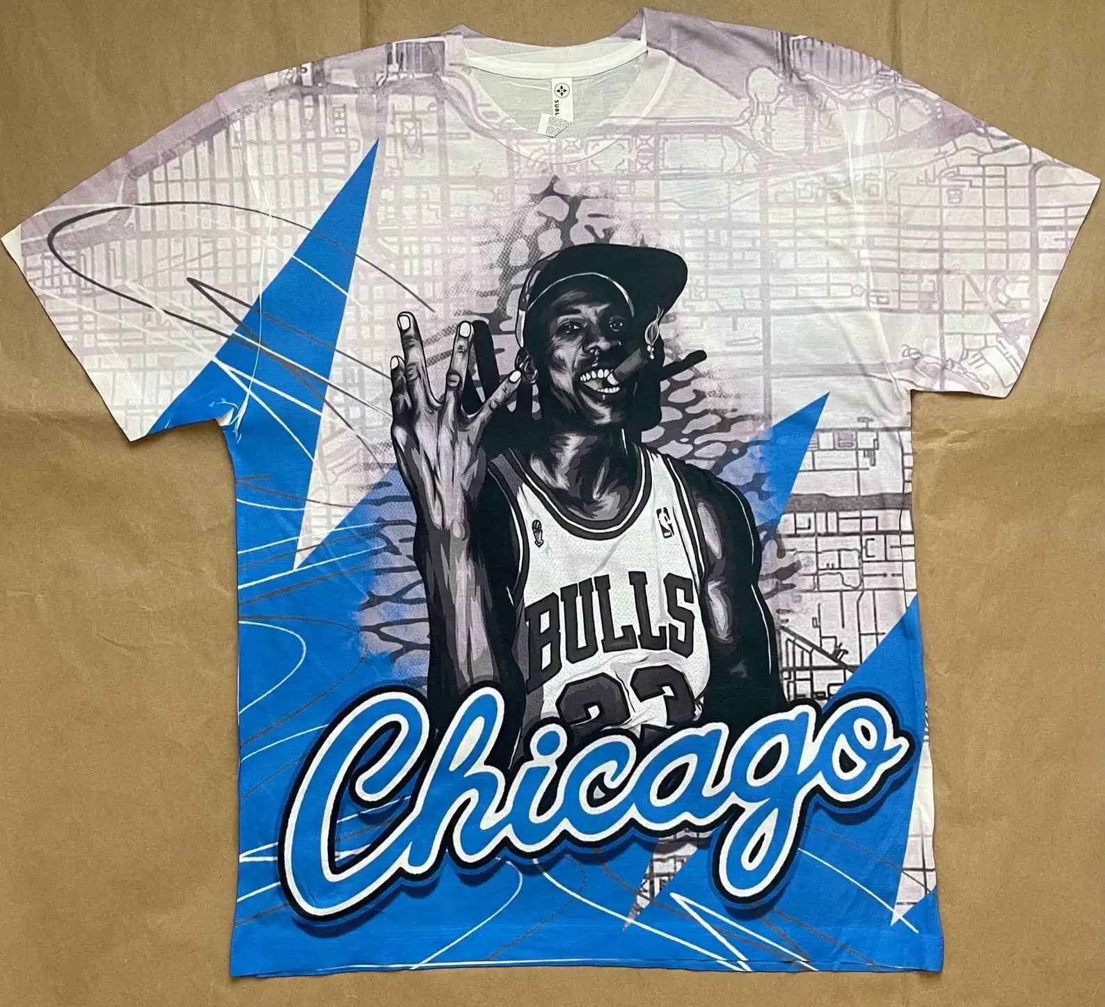 Custom Michael Jordan Blue Strike Shirt Chicago Bulls Team 3D All Over Print T-Shirt
