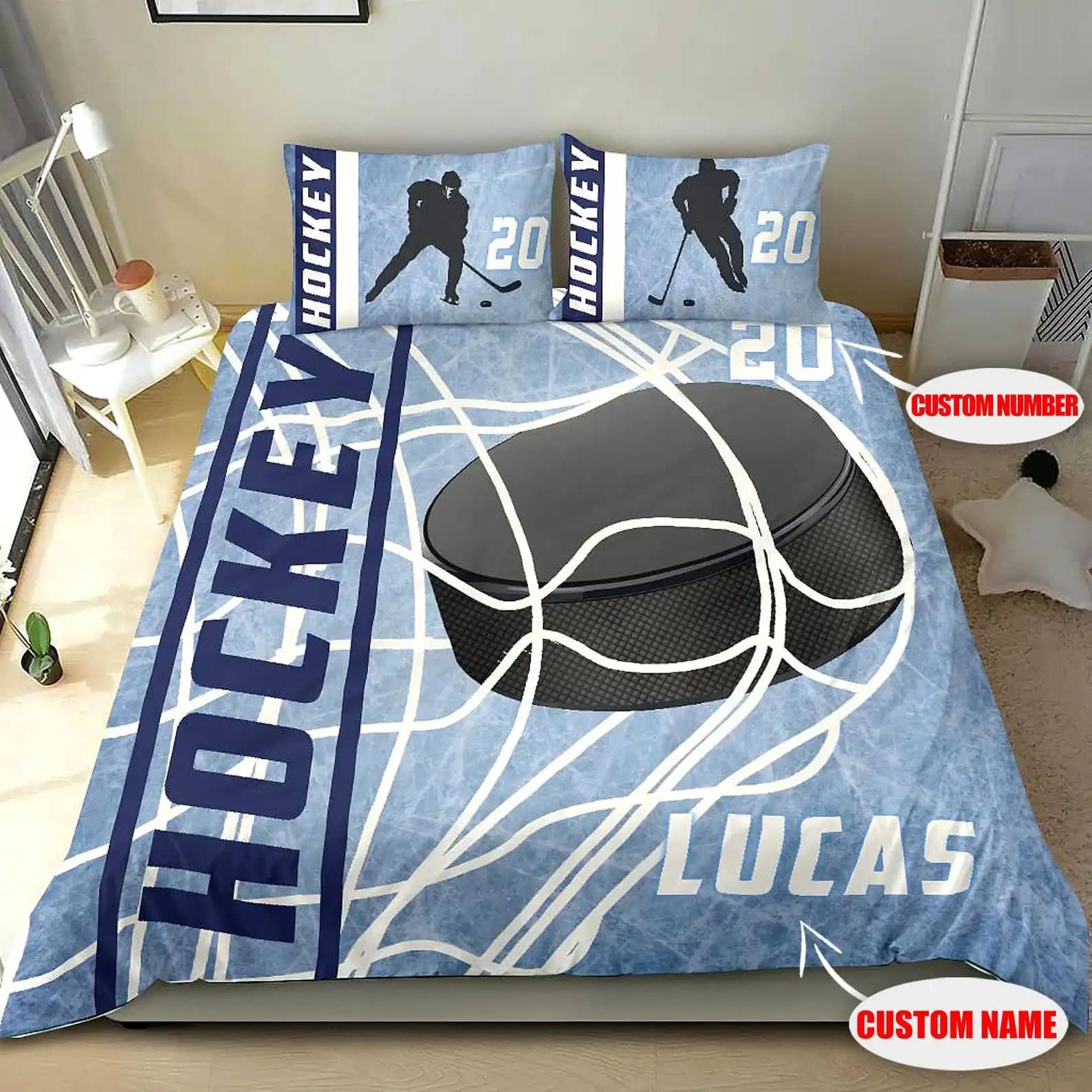 Custom Personalized Hockey Nhl Player Quilt Bedding Sets
