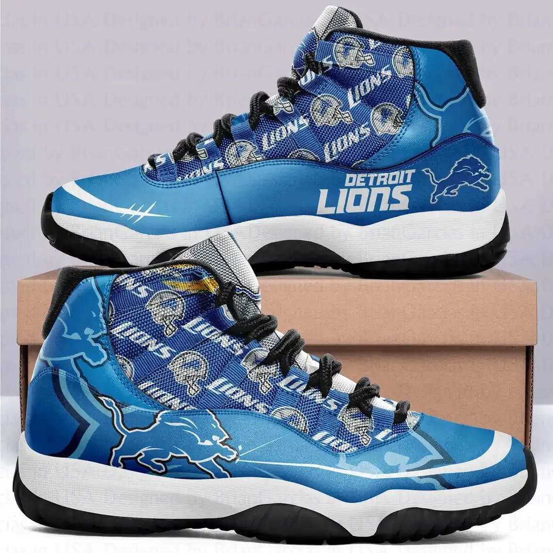 Detroit Lions Air Custom Air Jordan 11 Sneakers - Inktee Store