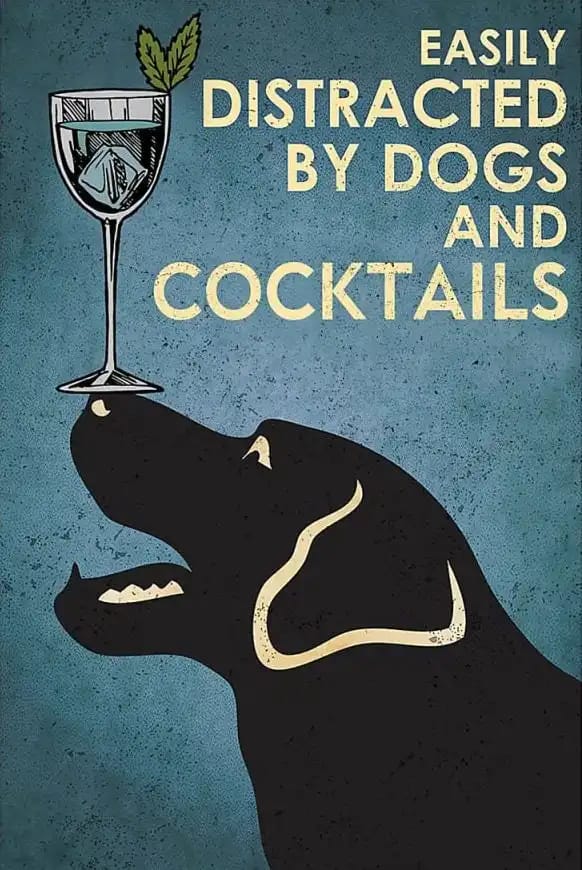 Easily Distracted By Dogs And Cocktails Poster