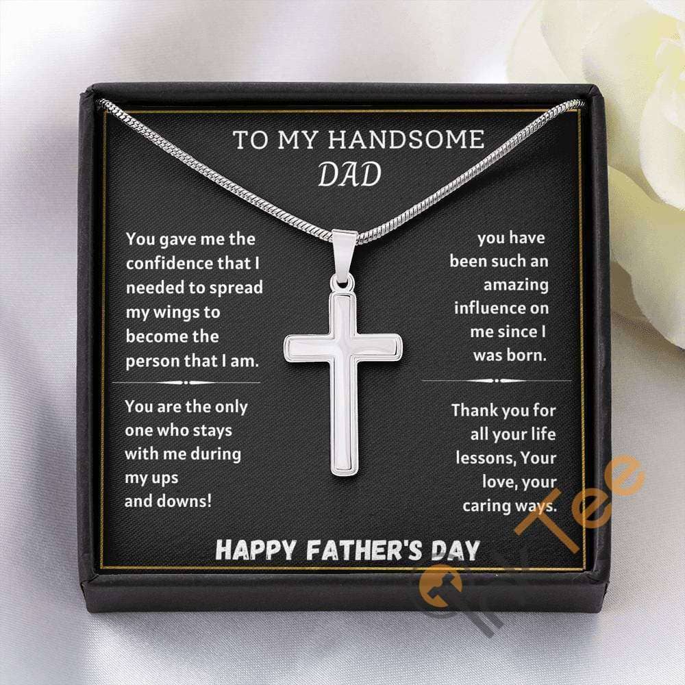 Fathers Day Gift For Dad Father'S From Son Daughter Daddy Birthday Christmas Cross Necklace Personalized Gifts